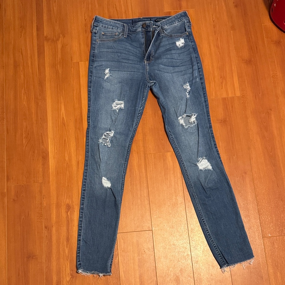 Hollister Blue Ripped Skinny Jeans